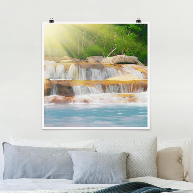 Wanddeko beige Wasserfall Lichtung
