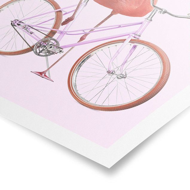Wanddeko Jugendzimmer Flamingo mit Fahrrad