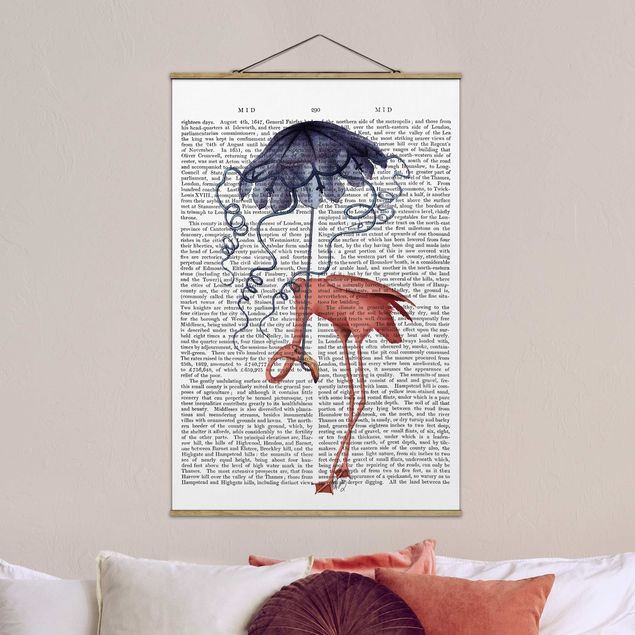 Deko Kinderzimmer Tierlektüre - Flamingo mit Regenschirm