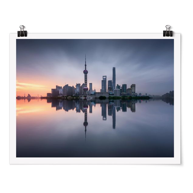 Wanddeko Flur Shanghai Skyline Morgenstimmung
