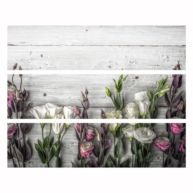 Wanddeko Holz Tulpen-Rose Shabby Holzoptik