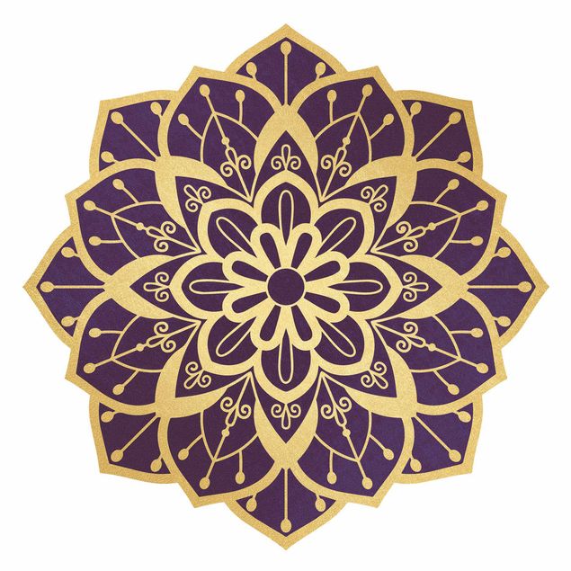 Wanddeko gold Mandala Blüte Muster gold violett