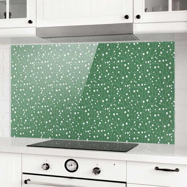 Wanddeko Küche Natürliches Muster Wachstum mit Punkten auf Grün