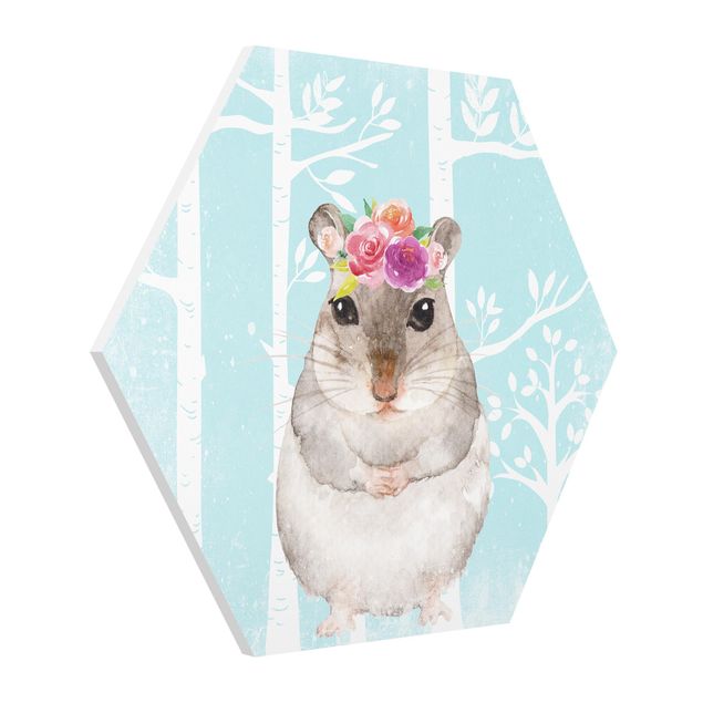 Wanddeko Mädchenzimmer Aquarell Hamster Türkis