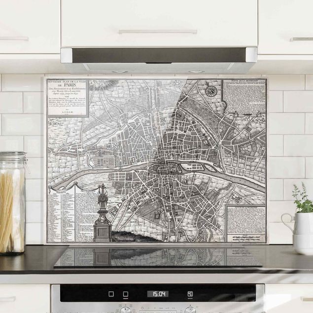 Küche Dekoration Vintage Stadtplan Paris um 1600