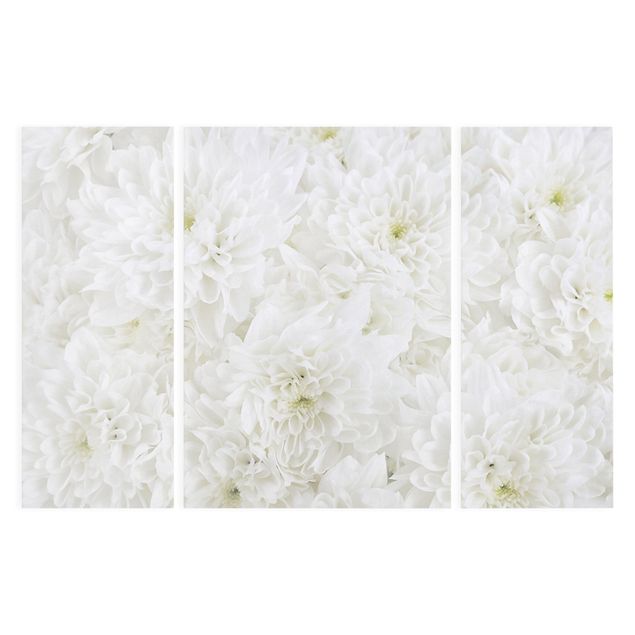 Wanddeko Esszimmer Dahlien Blumenmeer weiß