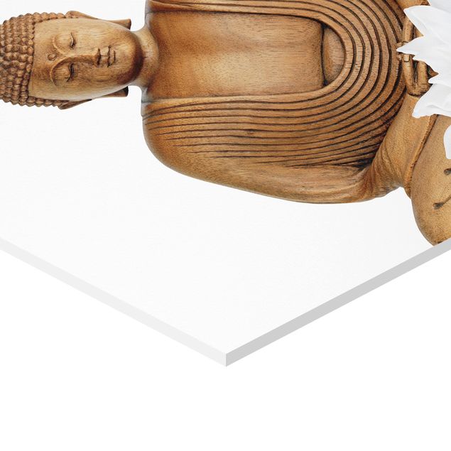 Wanddeko über Bett Lotus Holz Buddha