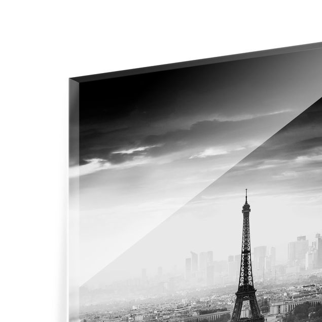 Wohndeko Fotografie Der Eiffelturm von Oben schwarz-weiß