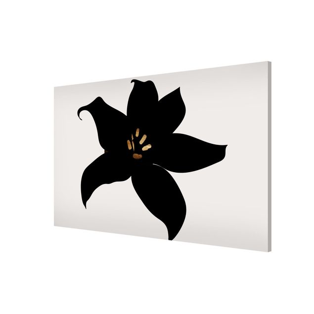 Wohndeko Blume Grafische Pflanzenwelt - Orchidee Schwarz und Gold