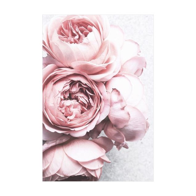 Wanddeko Büro Rosa Pfingstrosenblüten Shabby Pastell