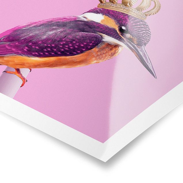 Wanddeko Jugendzimmer Rosa Eisvogel mit Krone