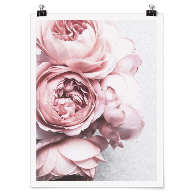 Wanddeko Esszimmer Rosa Pfingstrosenblüten Shabby Pastell