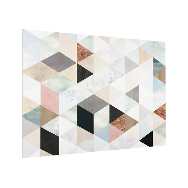 Wohndeko Geometrisch Aquarell-Mosaik mit Dreiecken I
