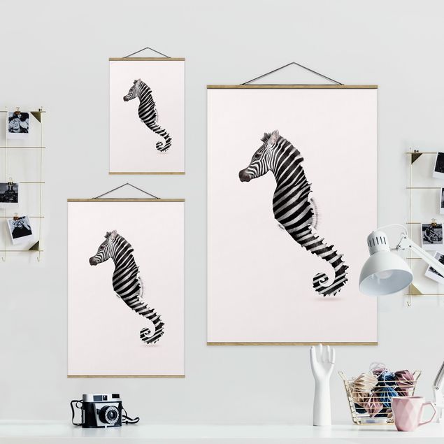 Wanddeko Büro Seepferdchen mit Zebrastreifen
