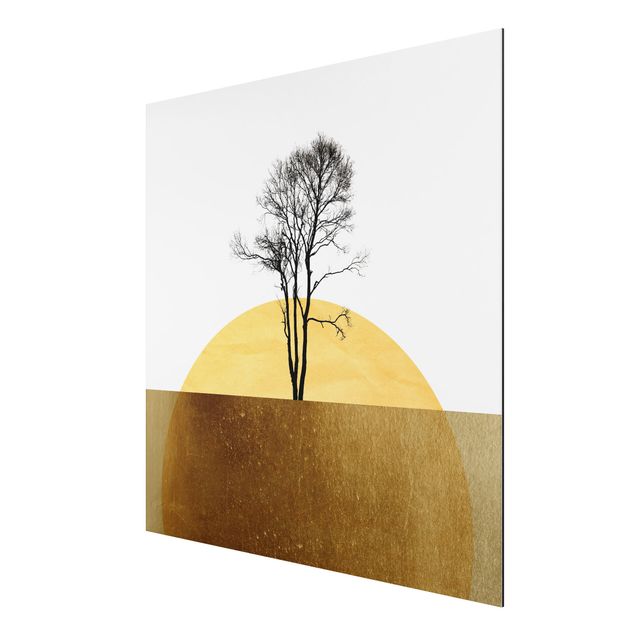 Wanddeko Flur Goldene Sonne mit Baum