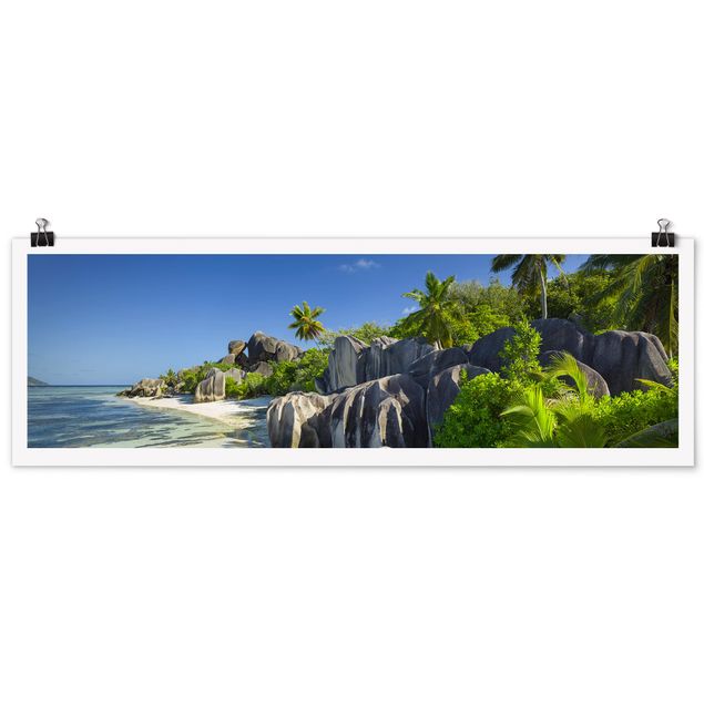 Wanddeko Esszimmer Traumstrand Seychellen