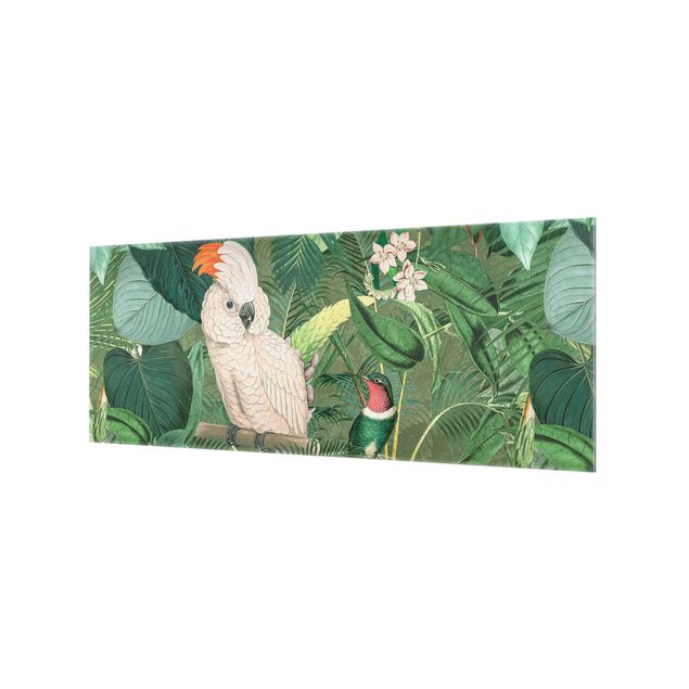 Deko Tropisch Vintage Collage - Kakadu und Kolibri