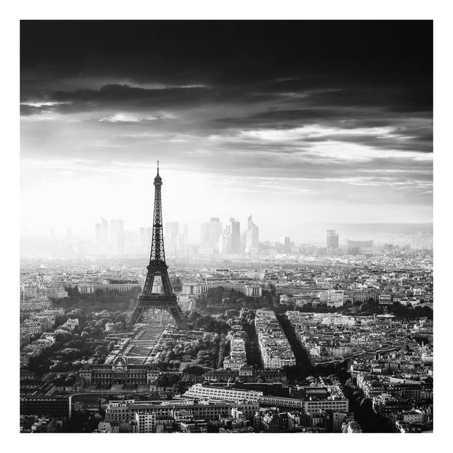 Wanddeko schwarz-weiß Der Eiffelturm von Oben schwarz-weiß