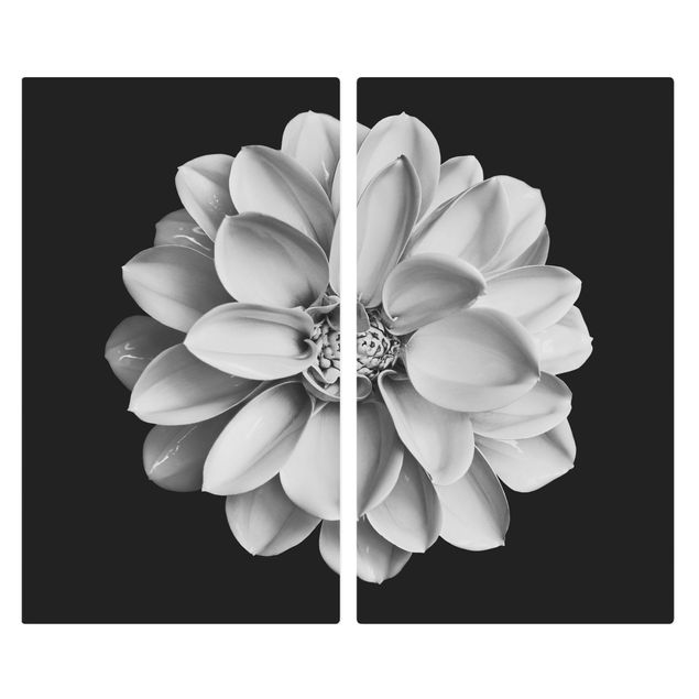 Herdabdeckplatten Blumen Dahlie Schwarz Weiß