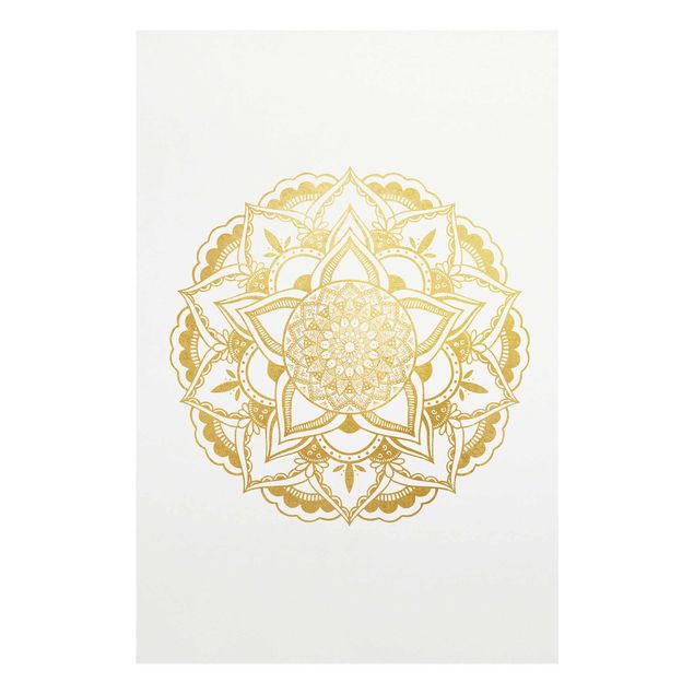 Wanddeko Büro Mandala Illustration Ornament weiß gold