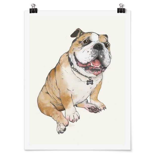Wanddeko Esszimmer Illustration Hund Bulldogge Malerei
