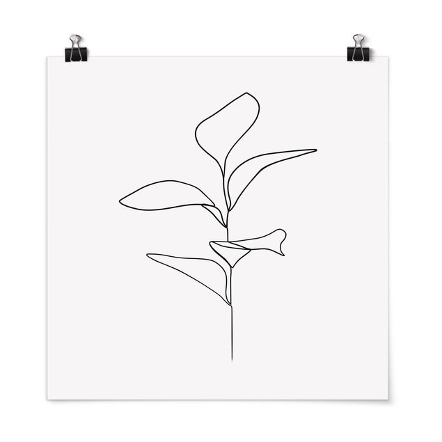 Wanddeko Esszimmer Line Art Pflanze Blätter Schwarz Weiß