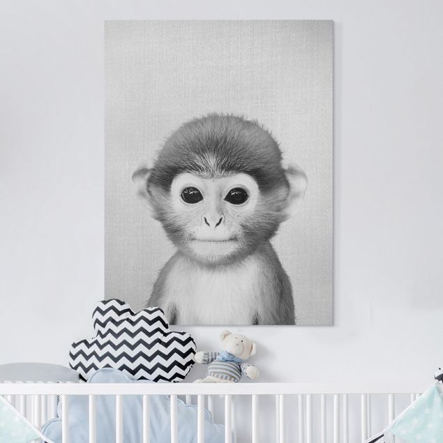 Deko Kinderzimmer Baby Affe Anton Schwarz Weiß