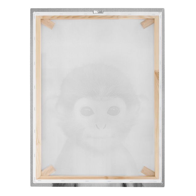 Wanddeko über Sofa Baby Affe Anton Schwarz Weiß
