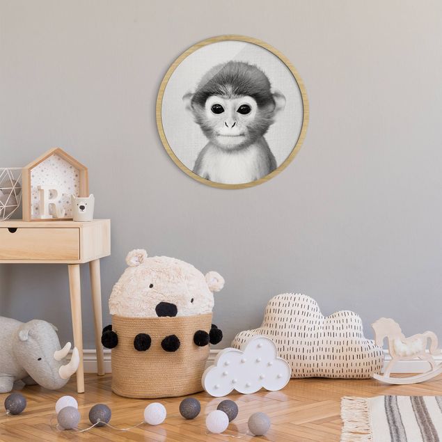 Wanddeko Schlafzimmer Baby Affe Anton Schwarz Weiß