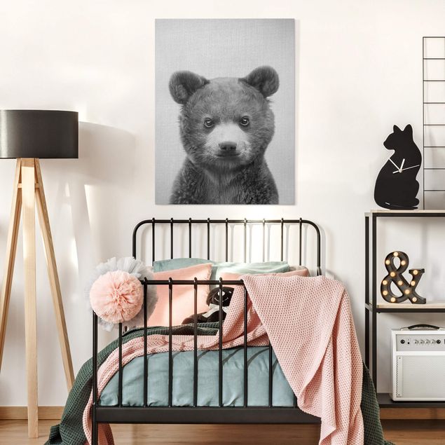 Wandbilder Bären Baby Bär Bruno Schwarz Weiß
