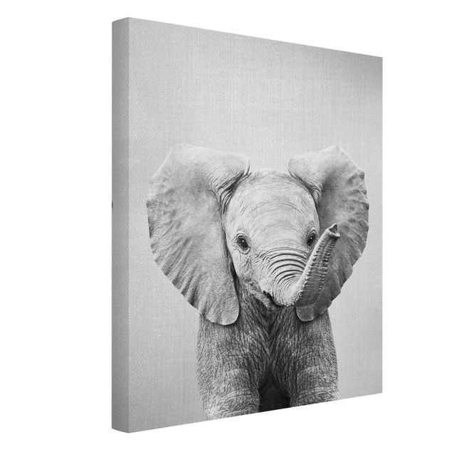 Wanddeko Wohnzimmer Baby Elefant Elsa Schwarz Weiß