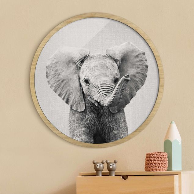 Wandbilder Elefanten Baby Elefant Elsa Schwarz Weiß