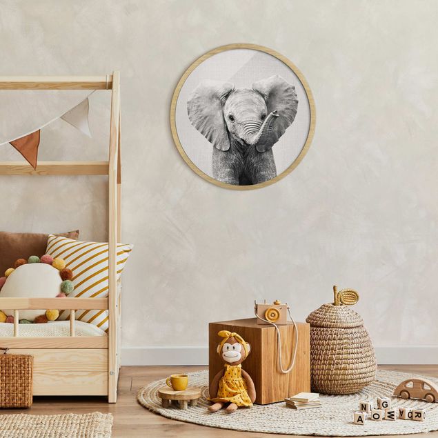 Wanddeko Schlafzimmer Baby Elefant Elsa Schwarz Weiß