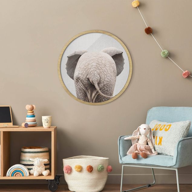 Wanddeko Wohnzimmer Baby Elefant von hinten