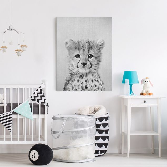 Wanddeko Schlafzimmer Baby Gepard Gino Schwarz Weiß