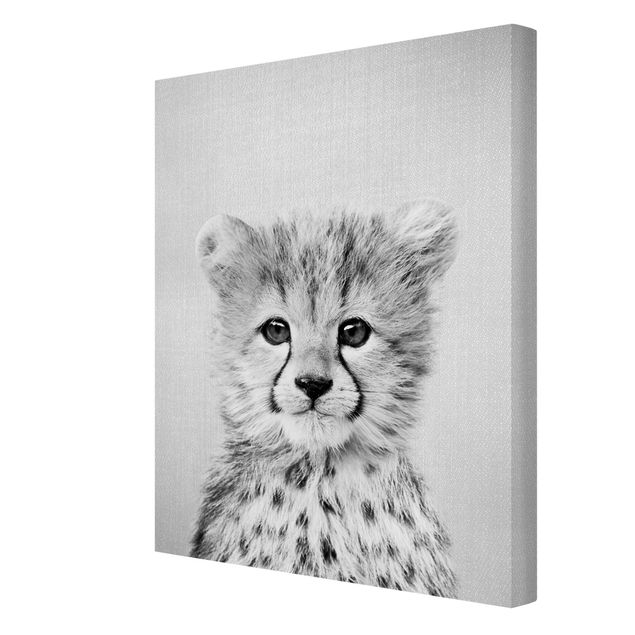 Wanddeko über Sofa Baby Gepard Gino Schwarz Weiß