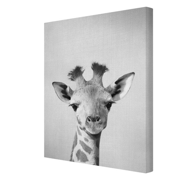 Wanddeko Büro Baby Giraffe Gandalf Schwarz Weiß