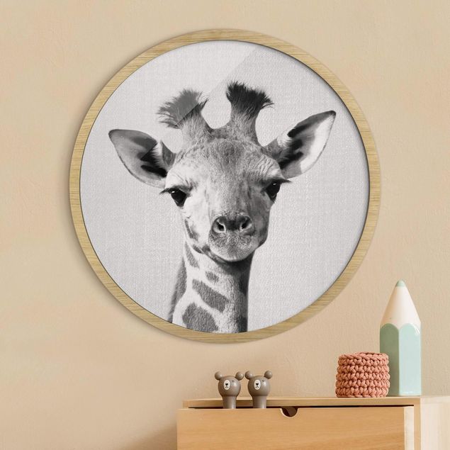 Wanddeko Wohnzimmer Baby Giraffe Gandalf Schwarz Weiß