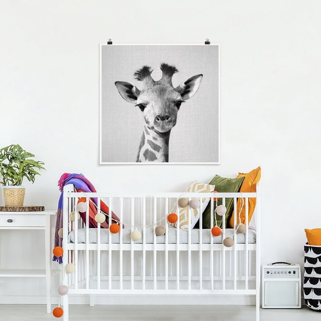 Wanddeko Schlafzimmer Baby Giraffe Gandalf Schwarz Weiß