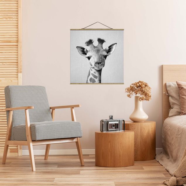Wanddeko Wohnzimmer Baby Giraffe Gandalf Schwarz Weiß