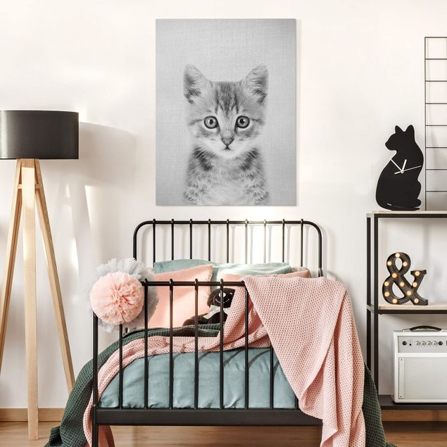 Wanddeko Wohnzimmer Baby Katze Killi Schwarz Weiß