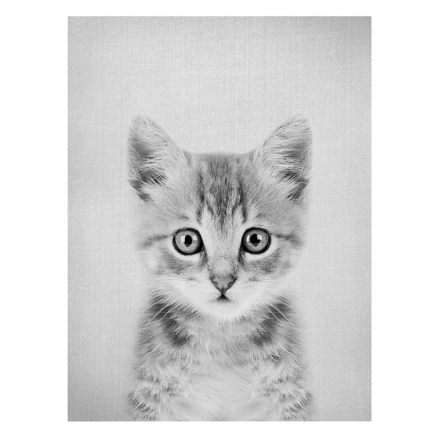 Wanddeko Büro Baby Katze Killi Schwarz Weiß