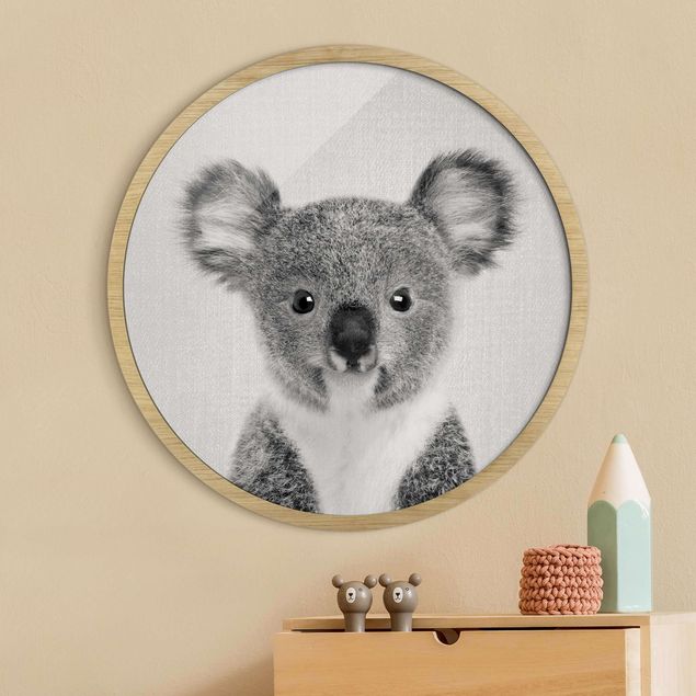 Wanddeko Wohnzimmer Baby Koala Klara Schwarz Weiß