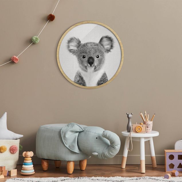Wanddeko Schlafzimmer Baby Koala Klara Schwarz Weiß