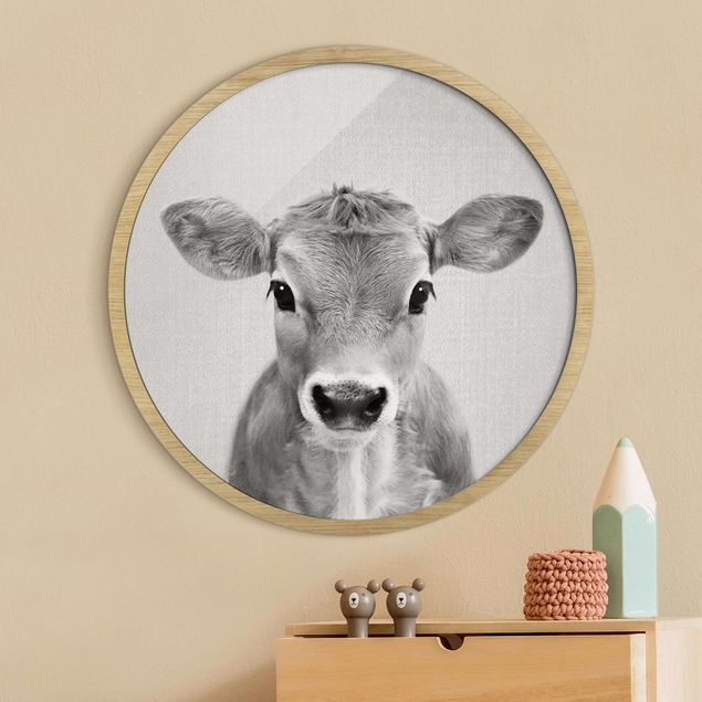 Wanddeko Wohnzimmer Baby Kuh Kira Schwarz Weiß