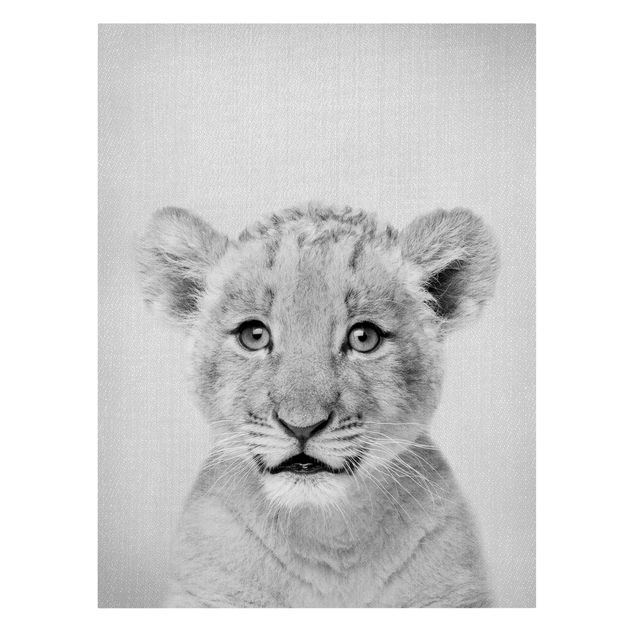 Katzenbilder auf Leinwand Baby Löwe Luca Schwarz Weiß