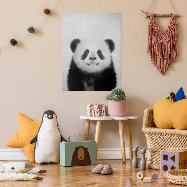 Wanddeko Wohnzimmer Baby Panda Prian Schwarz Weiß
