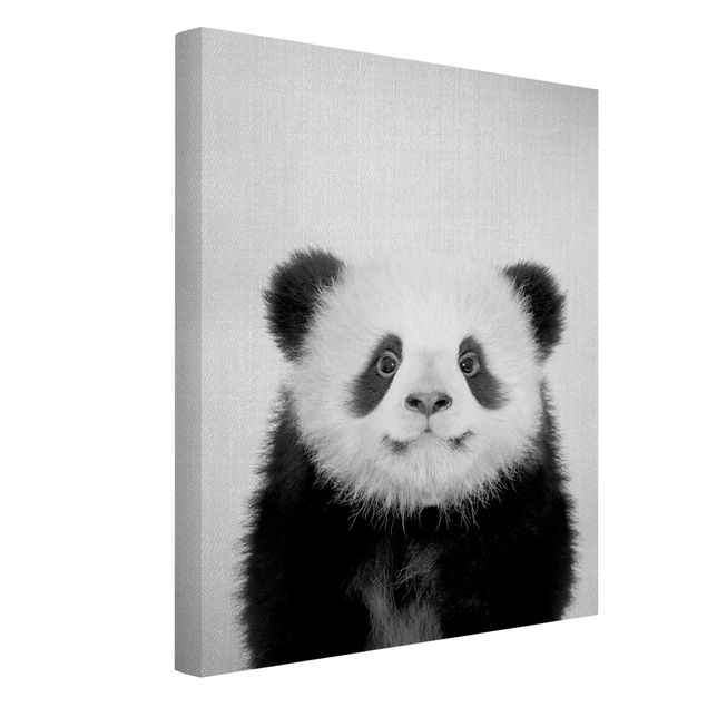 Wanddeko Büro Baby Panda Prian Schwarz Weiß
