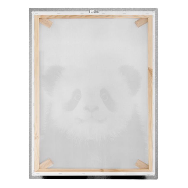 Wanddeko über Bett Baby Panda Prian Schwarz Weiß