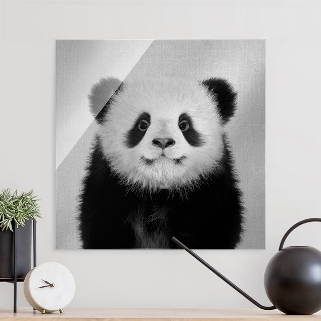 Wanddeko Schlafzimmer Baby Panda Prian Schwarz Weiß